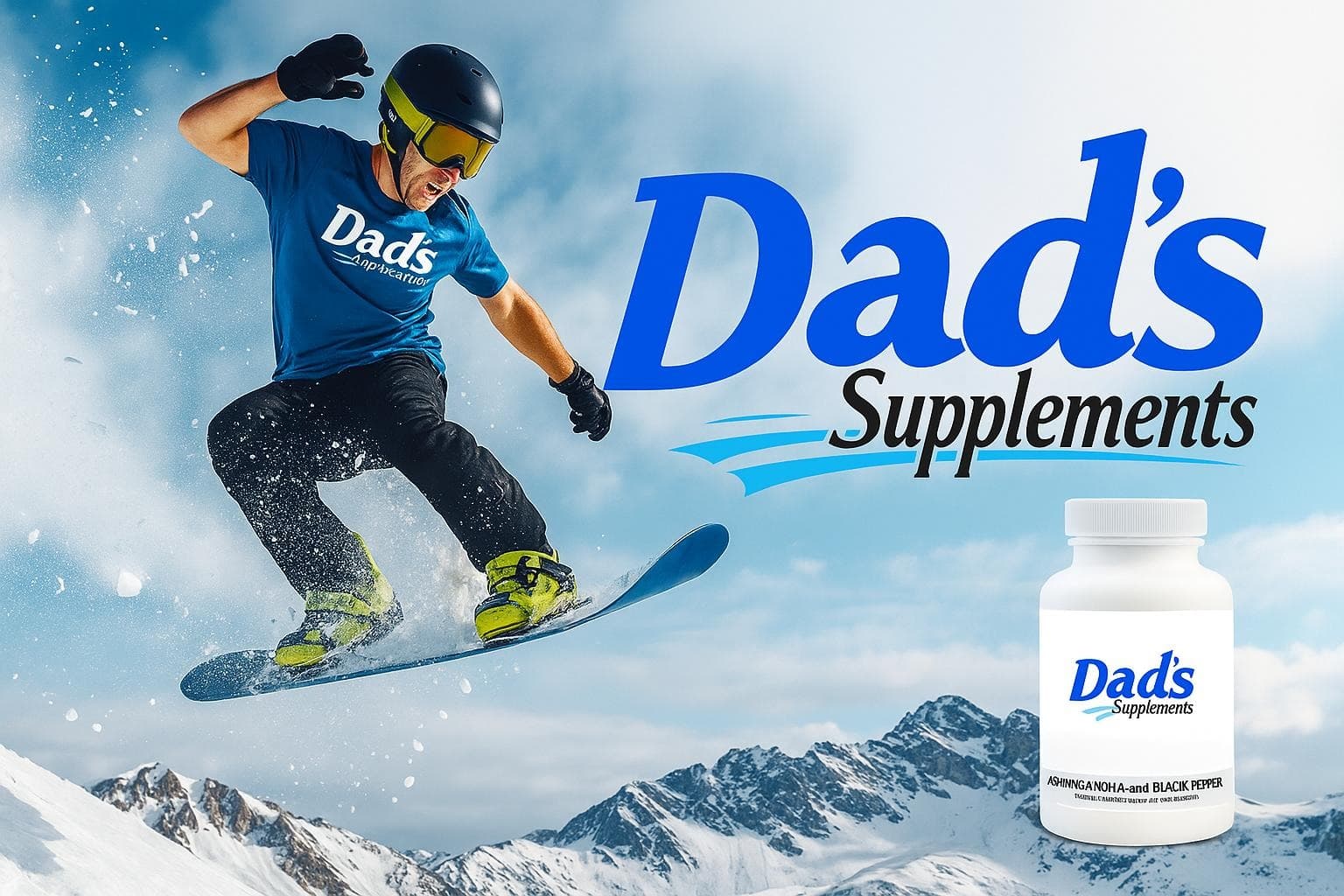Dad on a snowboard